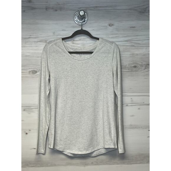 Ann Taylor Loft Top Medium Womens Gray Long Sleeve Metallic Stripe Pullover Stre - Picture 1 of 10